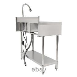 Free Standing Stainless-Steel Single Bowl Commercial Restaurant Kitchen Sink Set
