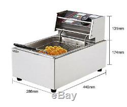 Free shipping 6L 2500W Countertop Electric Stainless Steel Commercial Deep Fryer