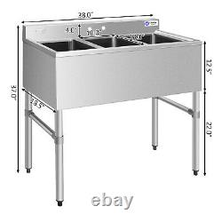 Giantex NSF Stainless Steel Utility Sink 3 Compartment Commercial Kitchen Sink