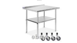 Gridmann NSF Stainless Steel 36x24 Commercial Kitchen Prep Work Table Backsplash