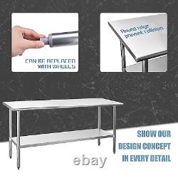 Hally Stainless Steel Table for Prep & Work 24 X 72 Inches, NSF Commercial Heavy