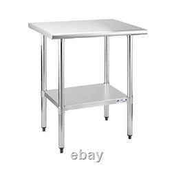 Hally Stainless Steel Table for Prep & Work 24 x 30 Inches, NSF Commercial He