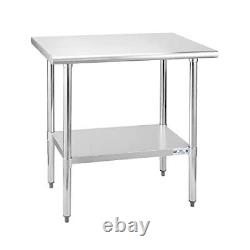 Hally Stainless Steel Table for Prep & Work 24 x 36 Inches, NSF Commercial He