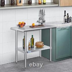 Hally Stainless Steel Table for Prep & Work 24 x 36 Inches, NSF Commercial He