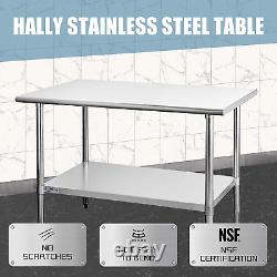 Hally Stainless Steel Table for Prep & Work 30 X 48 Inches, NSF Commercial Heav