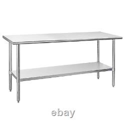 Hally Stainless Steel Table for Prep & Work 30 X 48 Inches, NSF Commercial Heav