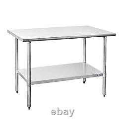 Hally Stainless Steel Table for Prep & Work 30 x 48 Inches NSF Commercial Hea
