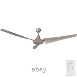 Hampton Bay Ceiling Fan 60 in. Indoor/Outdoor Brushed Steel with Wall Control