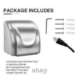 Hand Dryer 1800W Electric Stainless Steel Commercial and Household Auto