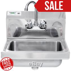 Hand Wash Sink with FAUCET Commercial Stainless Steel Wall Mount Kit NSF 17 x 15