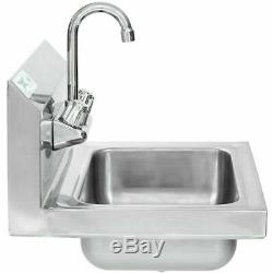 Hand Wash Sink with FAUCET Commercial Stainless Steel Wall Mount Kit NSF 17 x 15