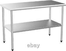 Heavy Duty 48'' x 24'' Stainless Steel Commercial Kitchen Prep Table for Hotel