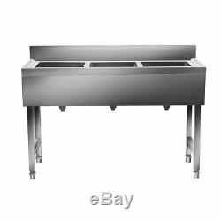 Heavy Duty Three 3 Compartment Stainless Steel Commercial Utility Sink Kitchen H