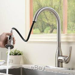 Hotis Commercial Kitchen Faucet Single Handle Stainless Steel Pull Down Sprayer