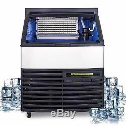 Ice Maker Commercial Ice Cube Machine 130KG 24H Stainless Steel with 99lbs Storage