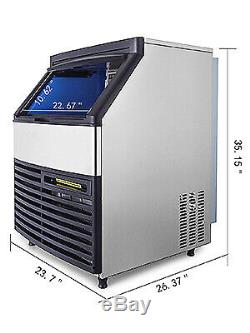 Ice Maker Commercial Ice Cube Machine 130KG 24H Stainless Steel with 99lbs Storage