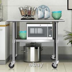 Ironmax 36x24 Stainless Commercial Kitchen Prep Work Table with 4 Casters