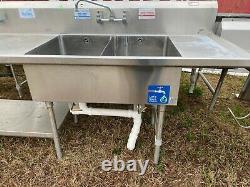 John Boos 96 x 30 Commercial Stainless Steel 2 Compartment Sink Table Combo