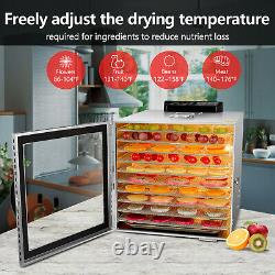 KWASYO10 Tray Commercial Food Dehydrator Stainless Steel Fruit Meat Jerky Dryer