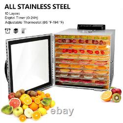 KWASYO10 Tray Commercial Food Dehydrator Stainless Steel Fruit Meat Jerky Dryer