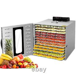KWASYO Commercial Food Dehydrator 12 Tray Stainless Steel Fruit Meat Jerky Dryer