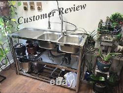 Kitchen Commercial Stainless Steel Catering Double Bowl 2-Sink Drain Restaurant