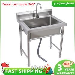 Kitchen Sink Stainless Steel Commercial 1 Compartment Utility Sink With Faucet TOP