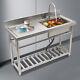 Kitchen Stainless Steel 1 Compartment Bowl Withshelf Freestanding Commercial Sink