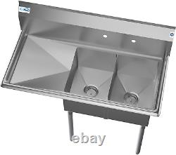 Koolmore 2 Compartment Stainless Steel NSF Commercial Kitchen Prep & Utility Sin