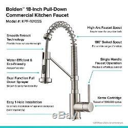 Kraus Bolden 18 Commercial Single Handle Kitchen Faucet with Pull Down Sprayhead