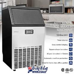LCD Commercial Ice Maker Machine Stainless Steel 45pcs / 15 mins, 100lbs per Day