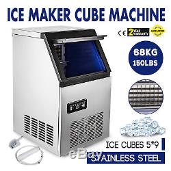 LCD Commercial Ice Maker Machine Stainless Steel 45pcs / 15 mins, 150lbs per Day