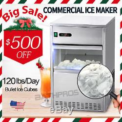 Large Commercial Stainless Steel Ice Maker Auto 120 lbs/day Bullet Machine 110V