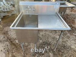 Load King 45x36 Commercial 1 Comp Bay Stainless Steel Kitchen Sink withDrainboard