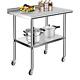 Myoyay Commercial Stainless Steel Table With Caster Wheels 36x24 Kitchen Wo