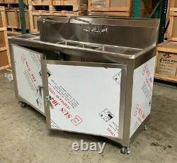 NEW 60 Commercial Portable 4 Compartment Sink Enclosed Stainless Steel NSF
