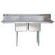 New 72 2 Compartment Nsf Stainless Steel Commercial Sink With Drainboards