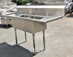 NEW 72 Stainless Steel Sink Two Compartment Commercial Kitchen Restaurant NSF