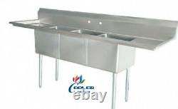 NEW 75 Stainless Steel Sink 3 Compartment Commercial Kitchen Bar Restaurant NSF