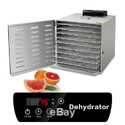 NEW Commercial 10 Tray Stainless Steel Food Dehydrator Fruit Meat Jerky Dryer US