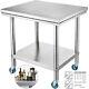 New Commercial 30 X 24 Stainless Steel Work Prep Table With 4 Wheels Kitchen