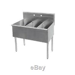 NEW Commercial Stainless Steel 48 x 24.5 3 Three Compartment Budget Sink 18 GA