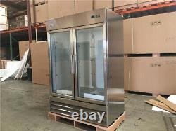 NEW Commercial Stainless Steel Merchandiser Refrigerator 2 Glass Door Cooler NSF