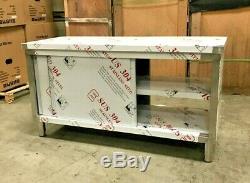 NEW Commercial Stainless Steel Work Prep Table Cabinet 48 x 24 Dual Slide Door