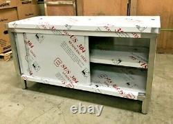 NEW Commercial Stainless Steel Work Prep Table Cabinet 60 x 24 Dual Slide Door