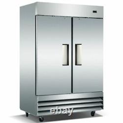 NEW c-2re 54 Two Solid Door Commercial Reach-In Refrigerator Stainless Steel