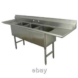 NSF (3) Three Compartment Commercial Stainless Steel Sink 69'