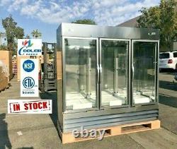 NSF Commercial Stainless Steel Merchandiser Refrigerator 3 Glass Door Cooler 82