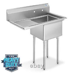 NSF Stainless Steel 18 Single Bowl Commercial Kitchen Sink with Left Drainboard