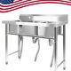 New 39 Wide Stainless Steel Bar 3compartment Sink Kitchen Silver Commercial Usa